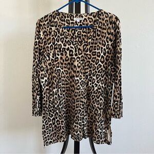 Chico's Animal Print Blouse - Black and Tan